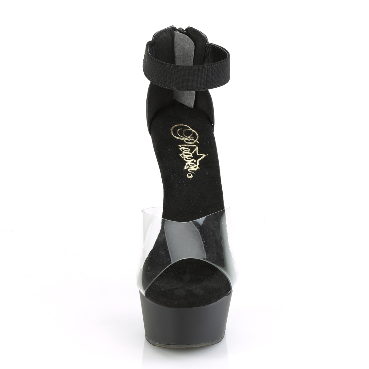Pleaser Sandali da donna DELIGHT-624 Band elasticizzato CLR-BLK / BLK opaco