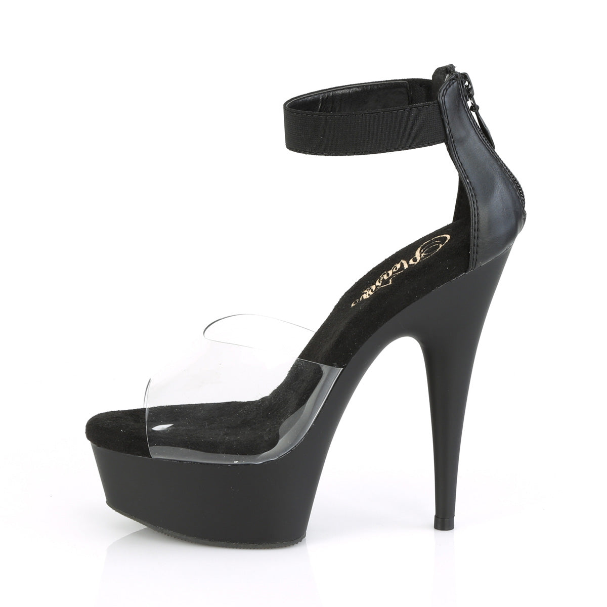 Pleaser Sandali da donna DELIGHT-624 Band elasticizzato CLR-BLK / BLK opaco