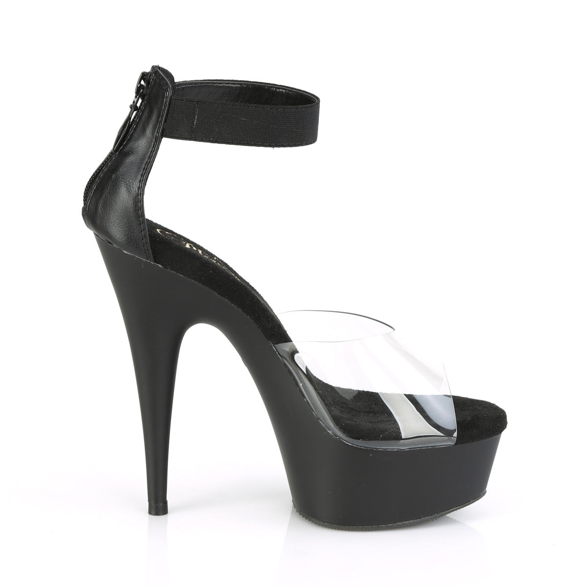 Pleaser Sandali da donna DELIGHT-624 Band elasticizzato CLR-BLK / BLK opaco