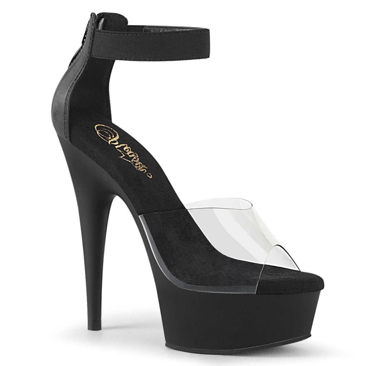 Pleaser Sandali da donna DELIGHT-624 Band elasticizzato CLR-BLK / BLK opaco