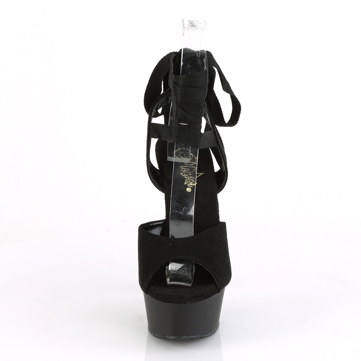 Pleaser Womens Sandals DELIGHT-634 Blk Faux Suede/Blk Matte