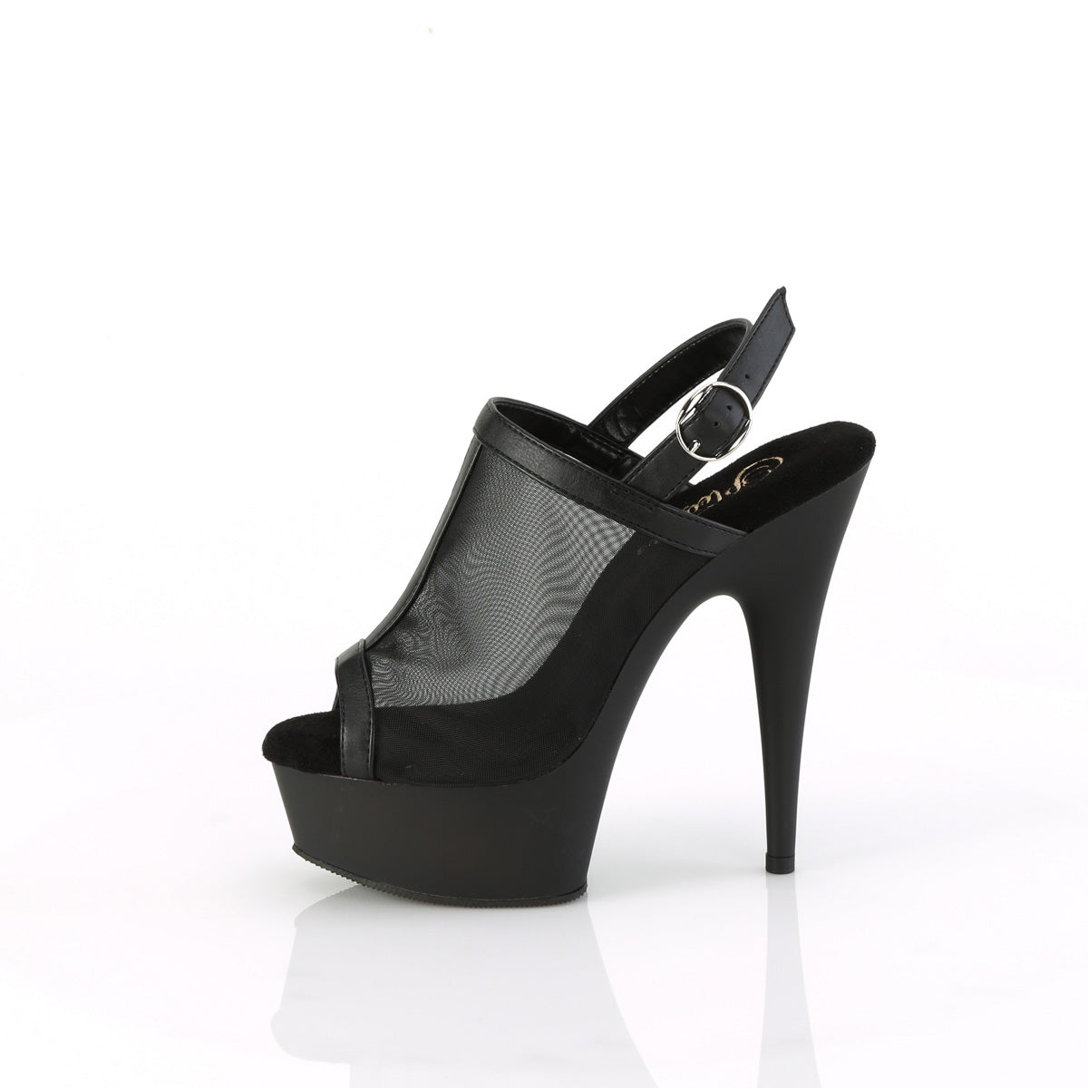 Pleaser DELIGHT-636 blk faux le-mesh/blk matte