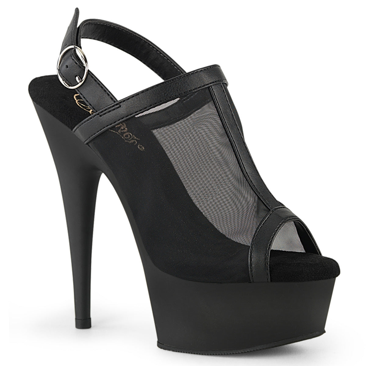 Pleaser DELIGHT-636 blk faux le-mesh/blk matte