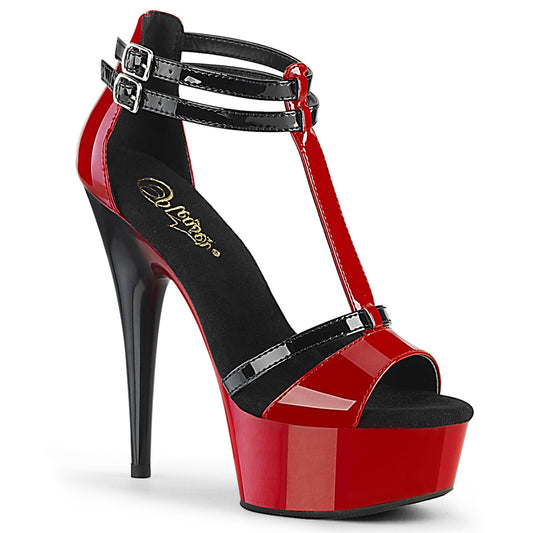 Pleaser Sandali da donna DELIGHT-663 RED-BLK PAT / RED-BLK