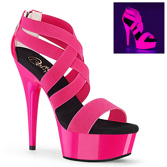 Pleaser Sandali da donna DELIGHT-669UV Neon H. Pink Elastic Band-PAT / Neon H. P.