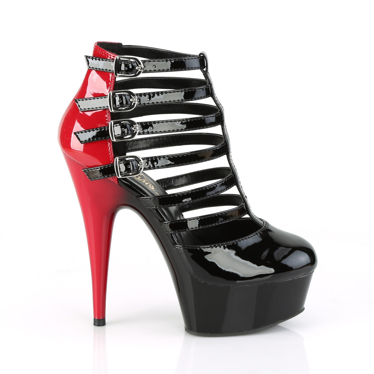 Pleaser Sandali da donna DELIGHT-695 BLK-RED PAT / BLK