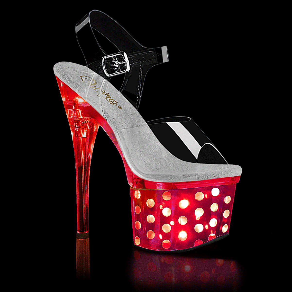 Pleaser Sandali da donna DISCOLITE-708DOTS CLR / SLV Chrome
