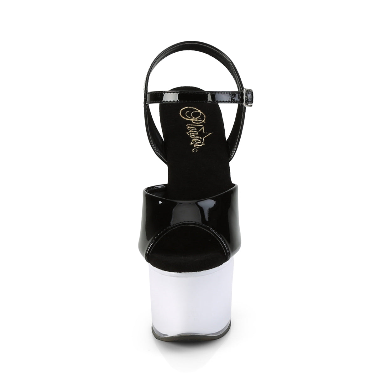 Pleaser Sandali da donna DISCOLITE-709 BLK PAT / BIANCO GLASS