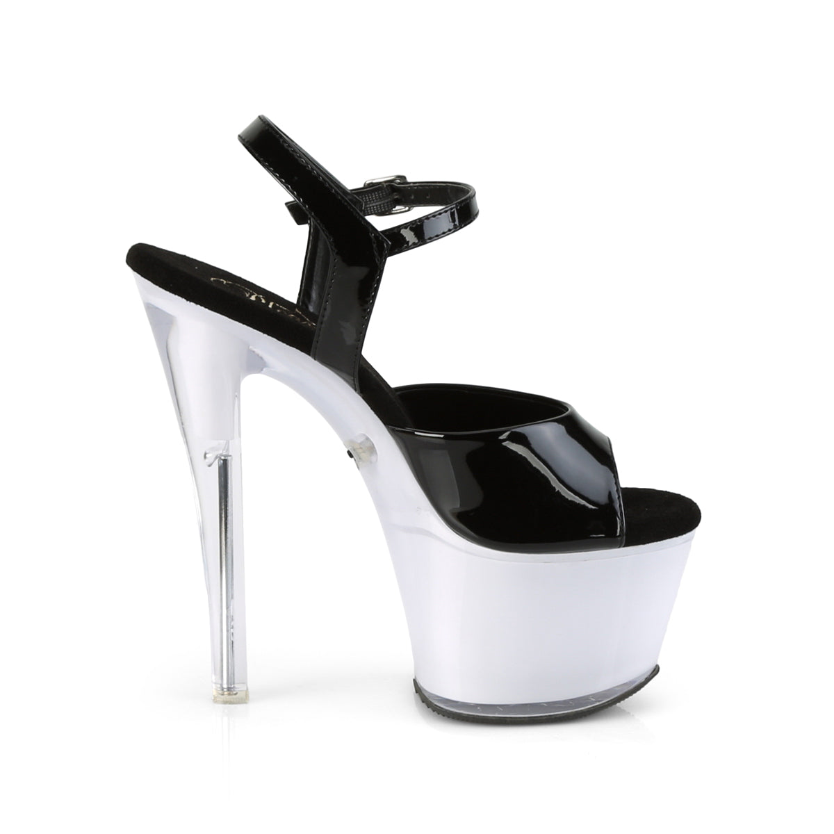 Pleaser Sandali da donna DISCOLITE-709 BLK PAT / BIANCO GLASS