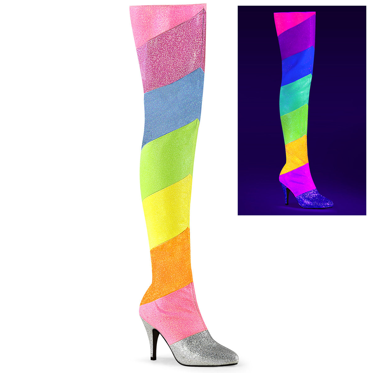 Pleaser Pink Label Pompe da donna DREAM-3012RBG multi-Rainbow Multi glitter.