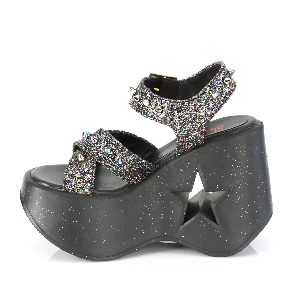 DemoniaCult Sandali femminili DYNAMITE-02 blk multi glitter