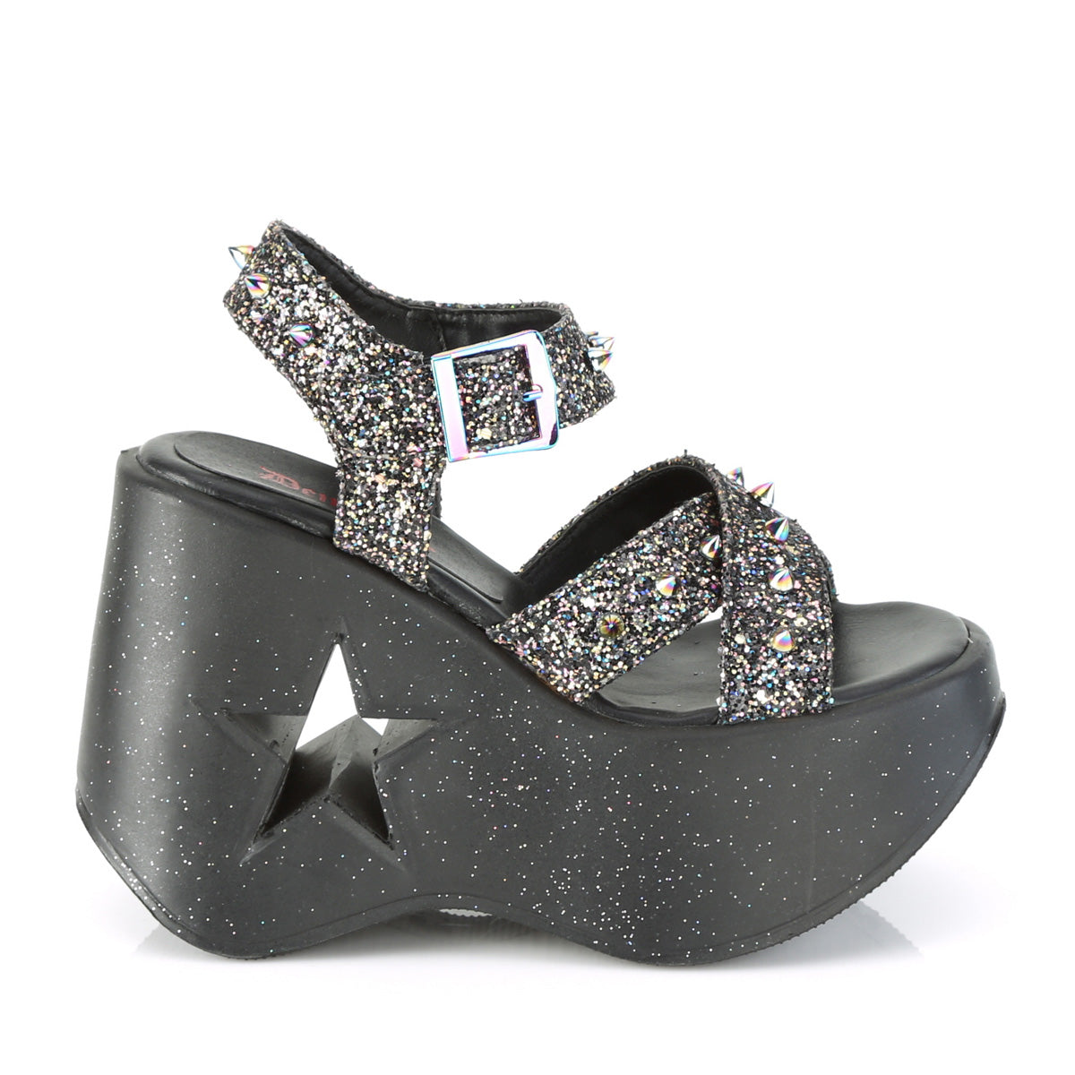 DemoniaCult Sandali femminili DYNAMITE-02 blk multi glitter