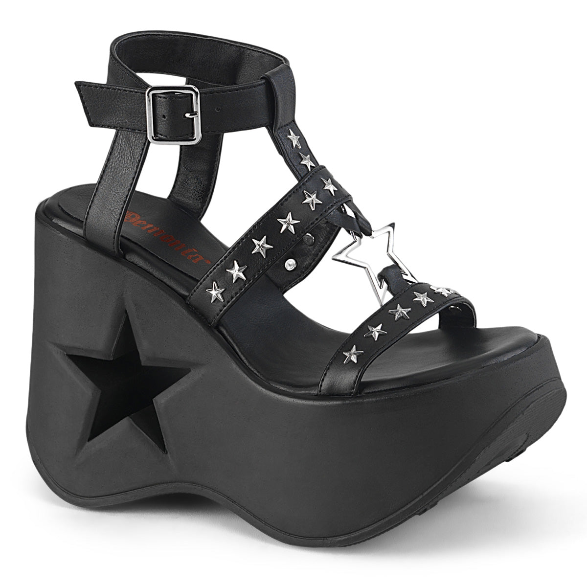 DemoniaCult Sandali DYNAMITE-12 pelle vegana BLK
