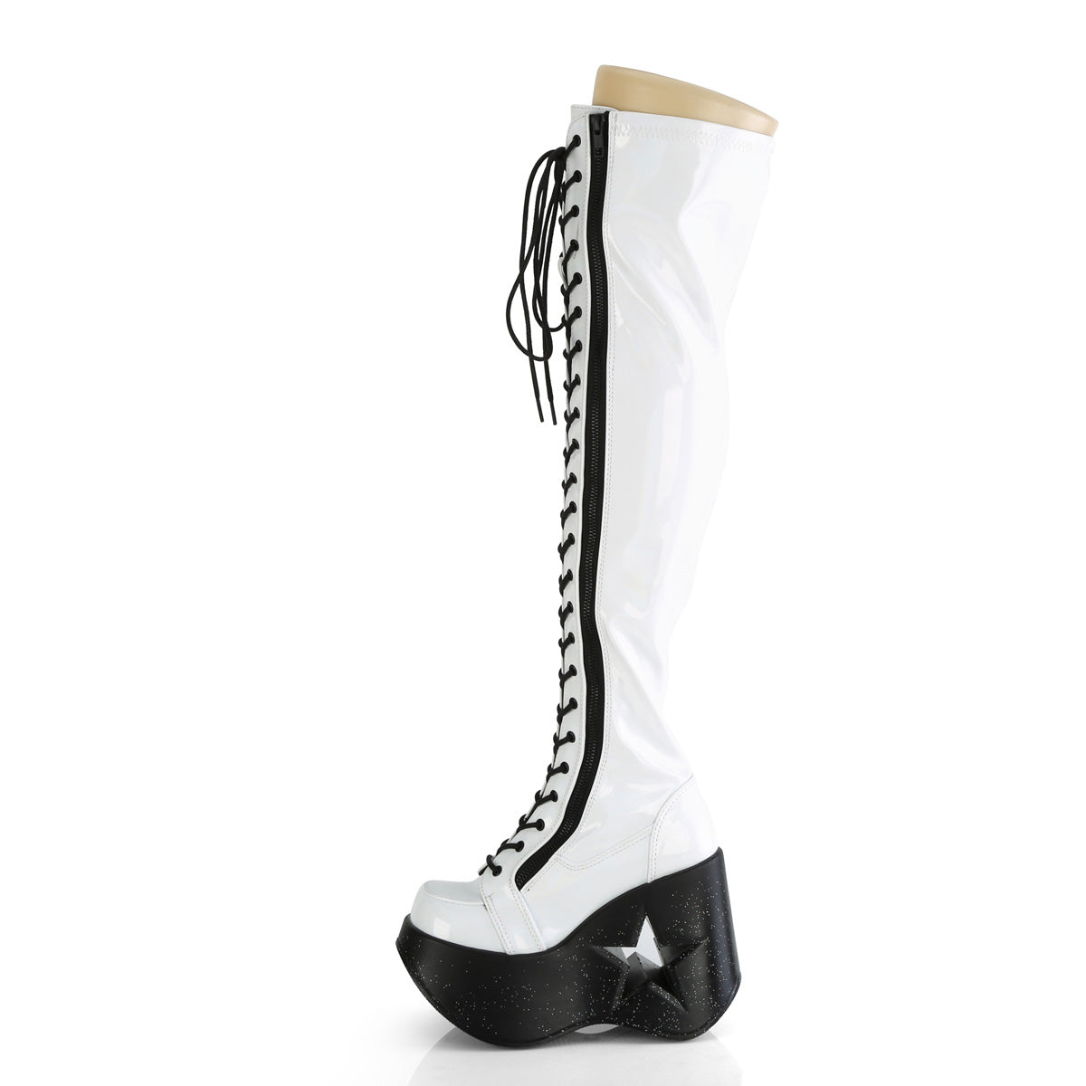 DemoniaCult Stivali DYNAMITE-300 WHT Stretch Holo