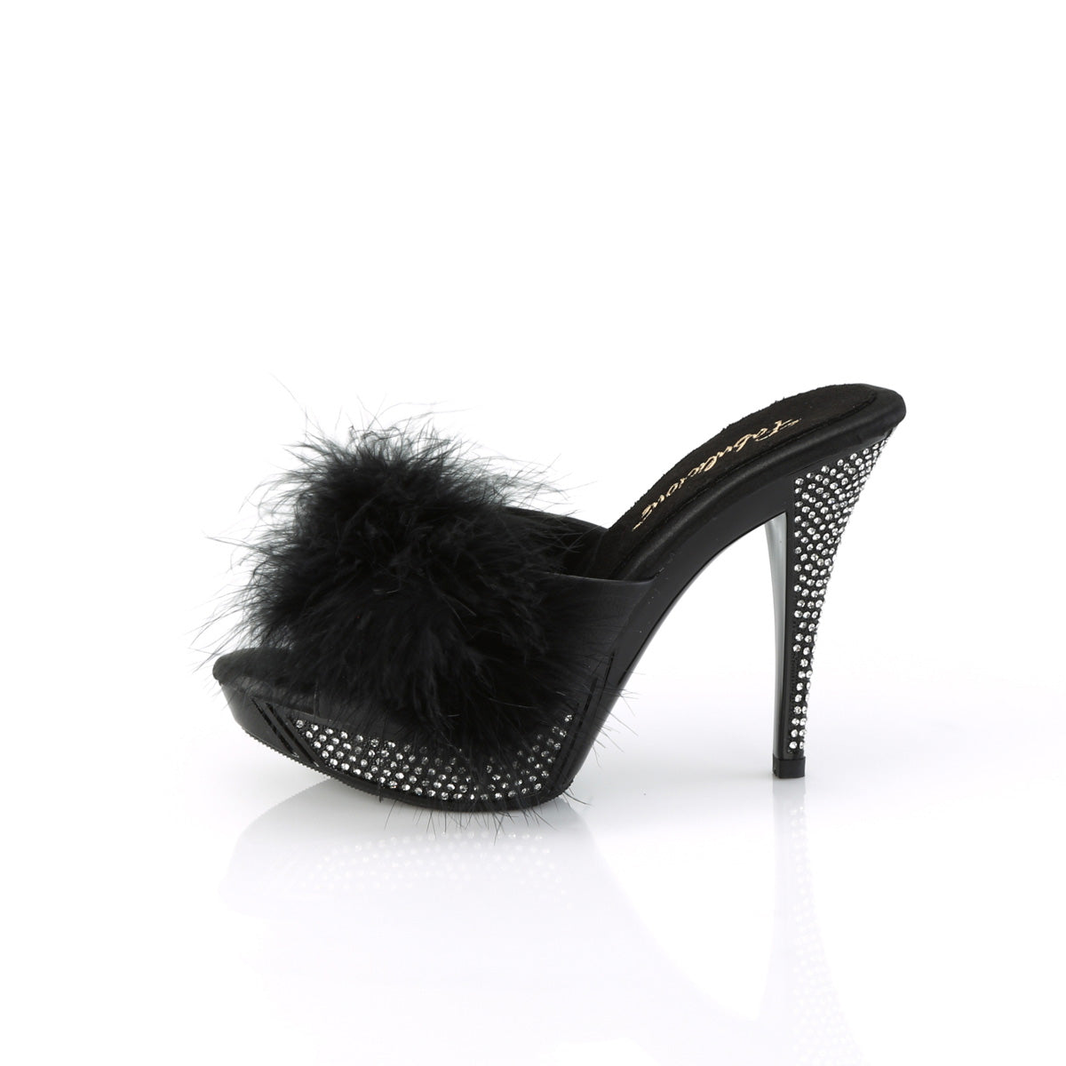 Fabulicious ELEGANT-401f blk marabou-faux in pelle/blk