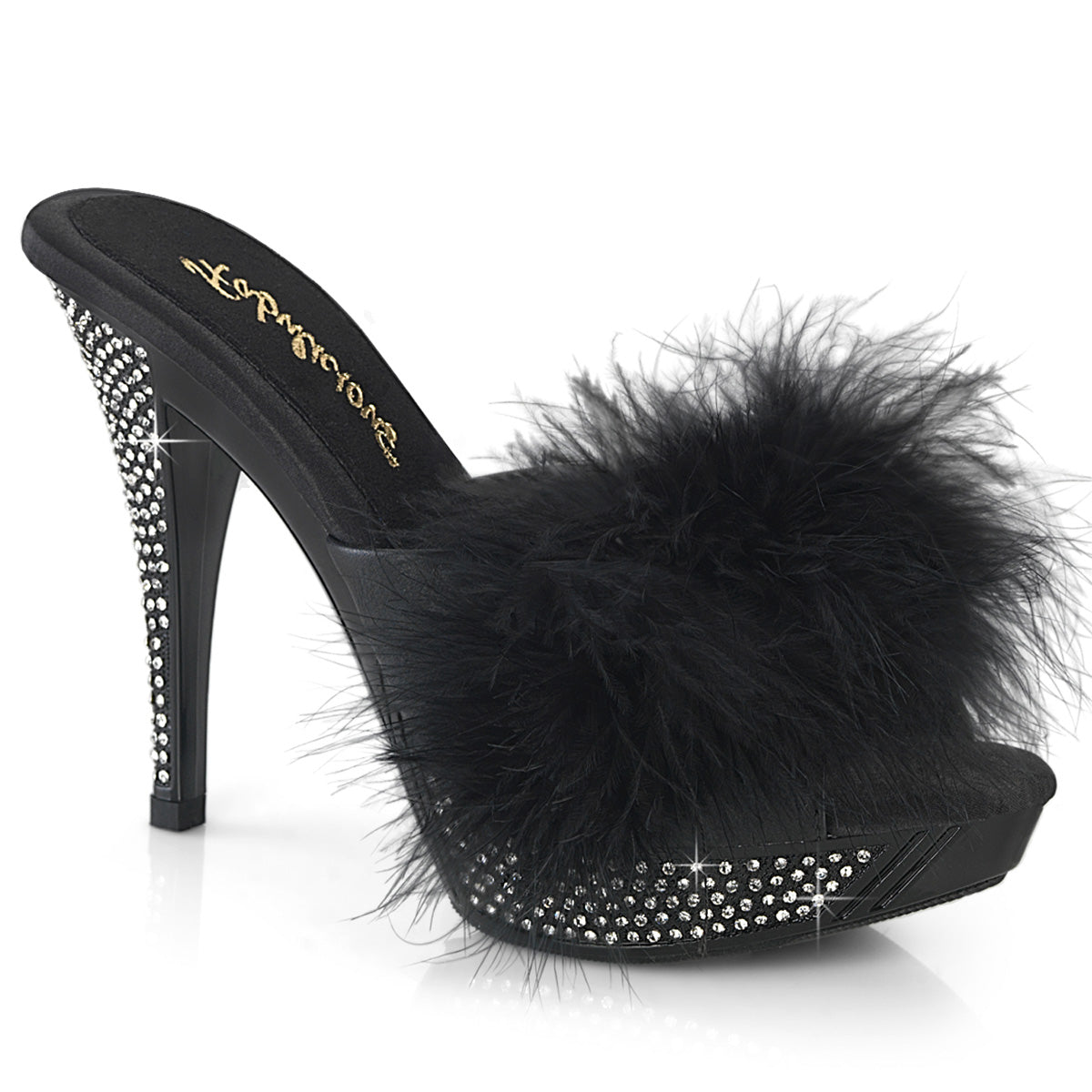 Fabulicious ELEGANT-401f blk marabou-faux in pelle/blk