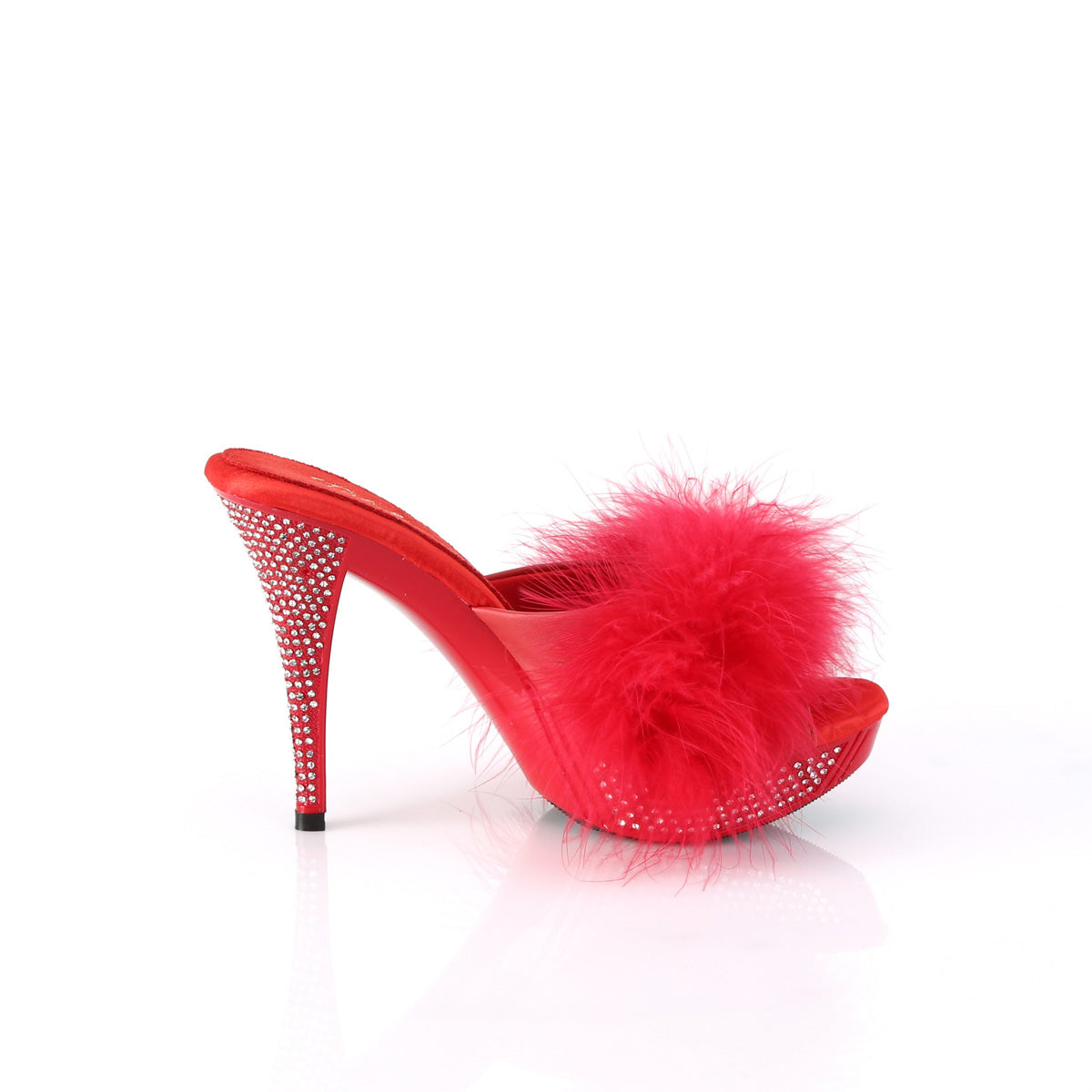Fabulicious ELEGANT-401f Red Marabou-Faux Leather/Red