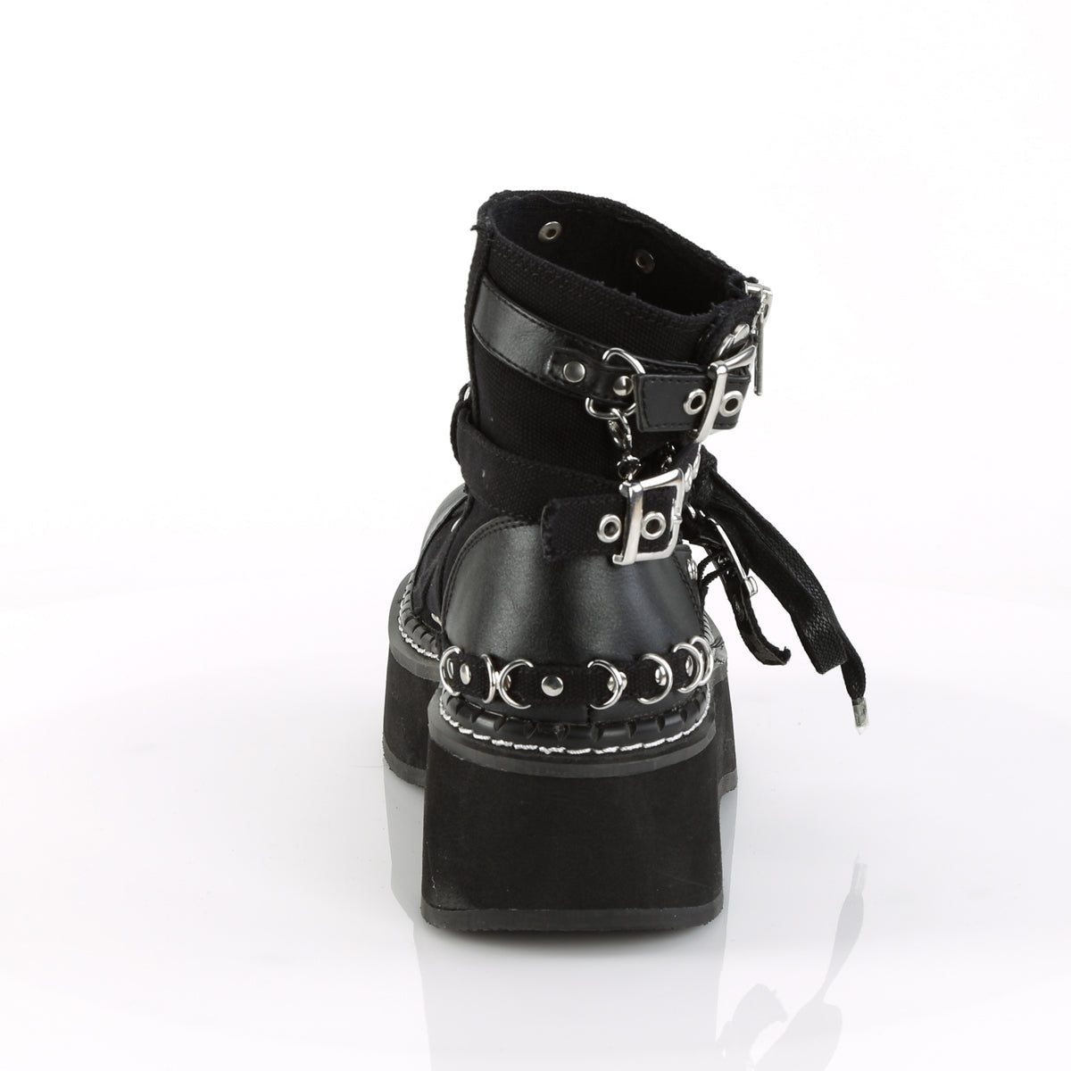 DemoniaCult Stivali alla caviglia femminile EMILY-317 pelle tela blk