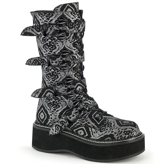 DemoniaCult  Stivali EMILY-322 pelle nubuck in finto blk-silver