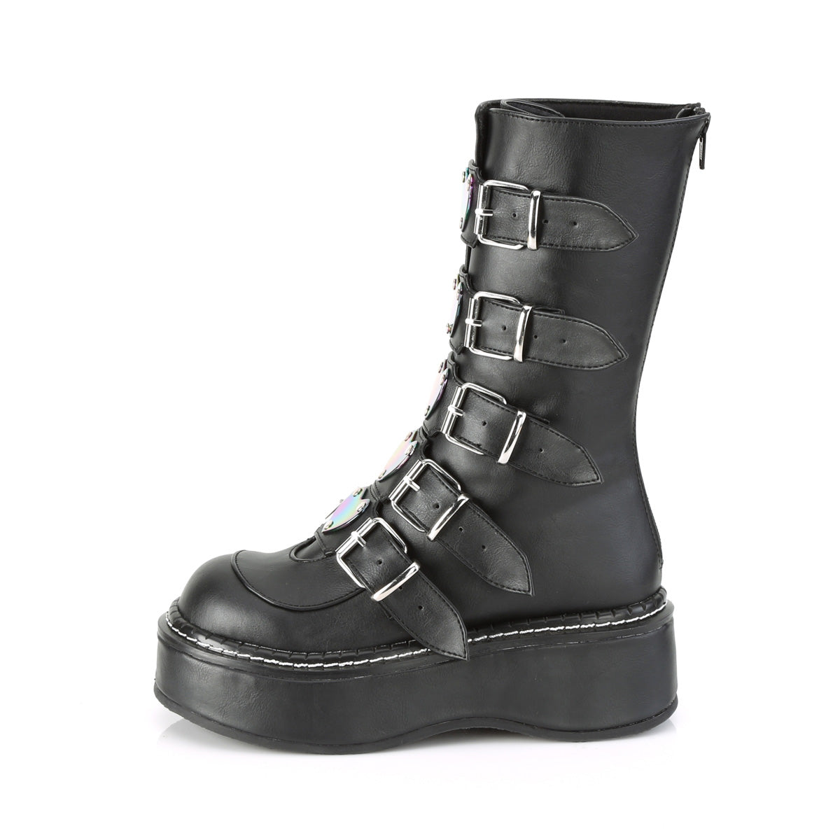DemoniaCult Stivali da donna EMILY-330 pelle vegana BLK