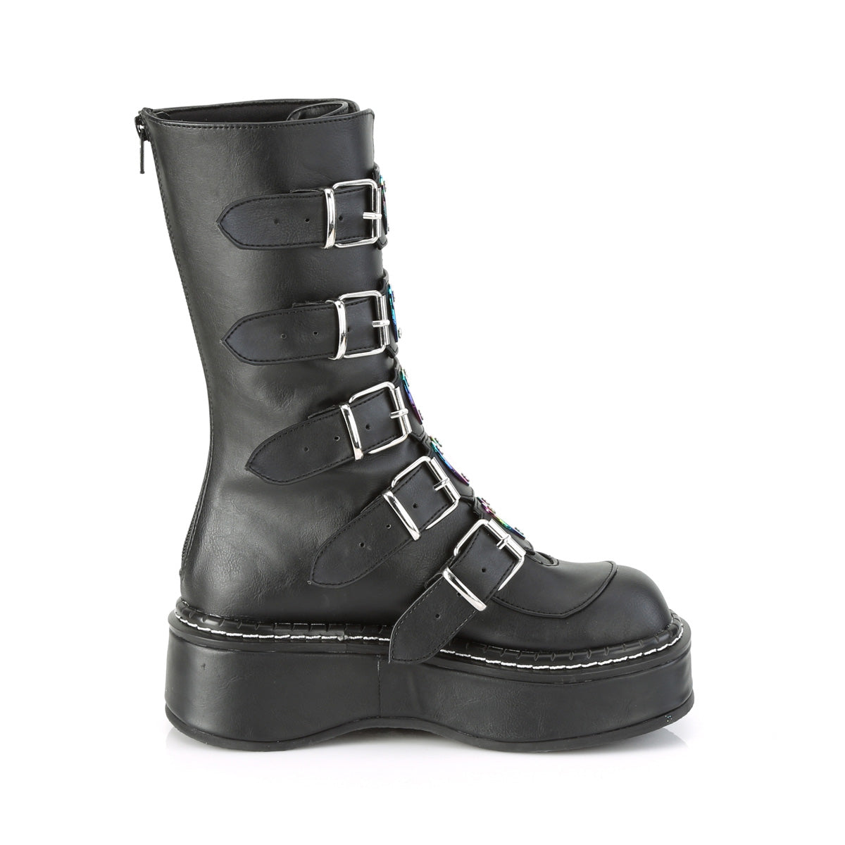 DemoniaCult Stivali da donna EMILY-330 pelle vegana BLK