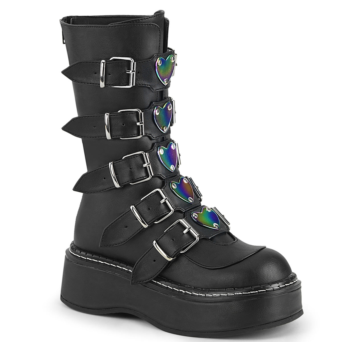 DemoniaCult Stivali da donna EMILY-330 pelle vegana BLK