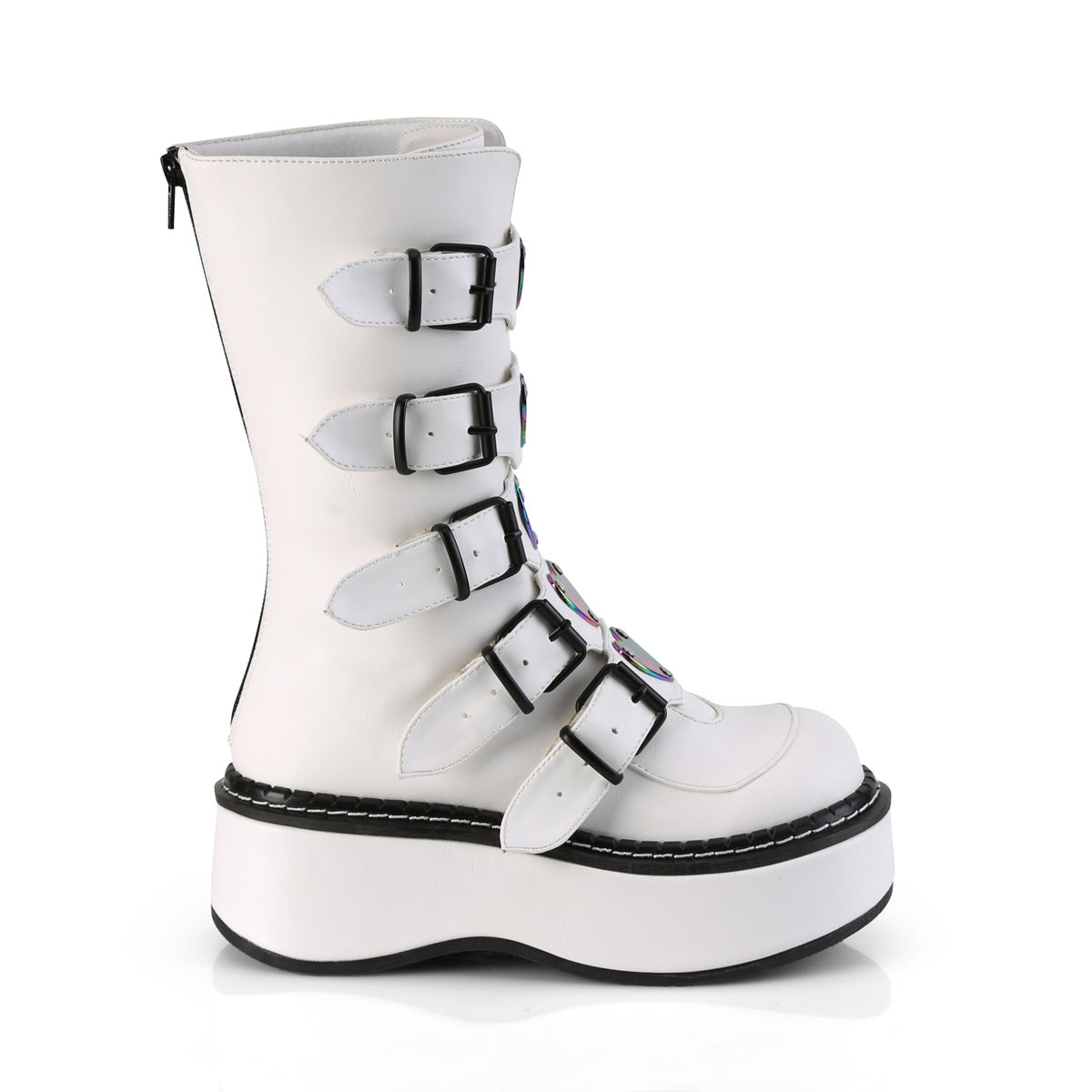 DemoniaCult Stivali da donna EMILY-330 WHT VEGAN PELLE