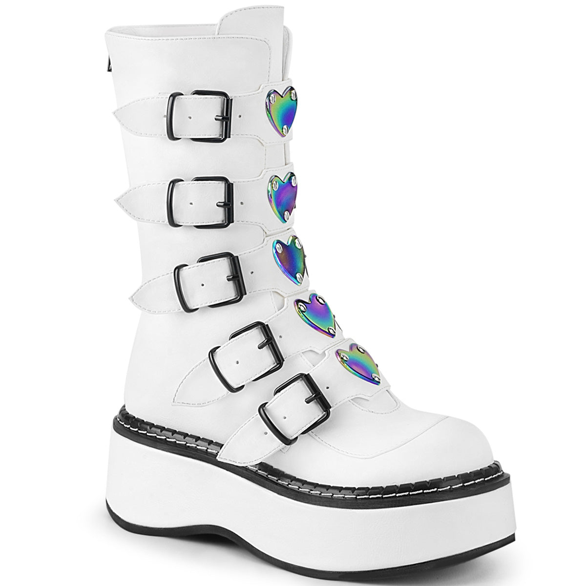 DemoniaCult Stivali da donna EMILY-330 WHT VEGAN PELLE