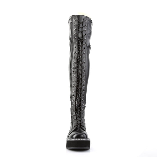DemoniaCult Stivali da donna EMILY-375 BLK STR VEGAN PELLE