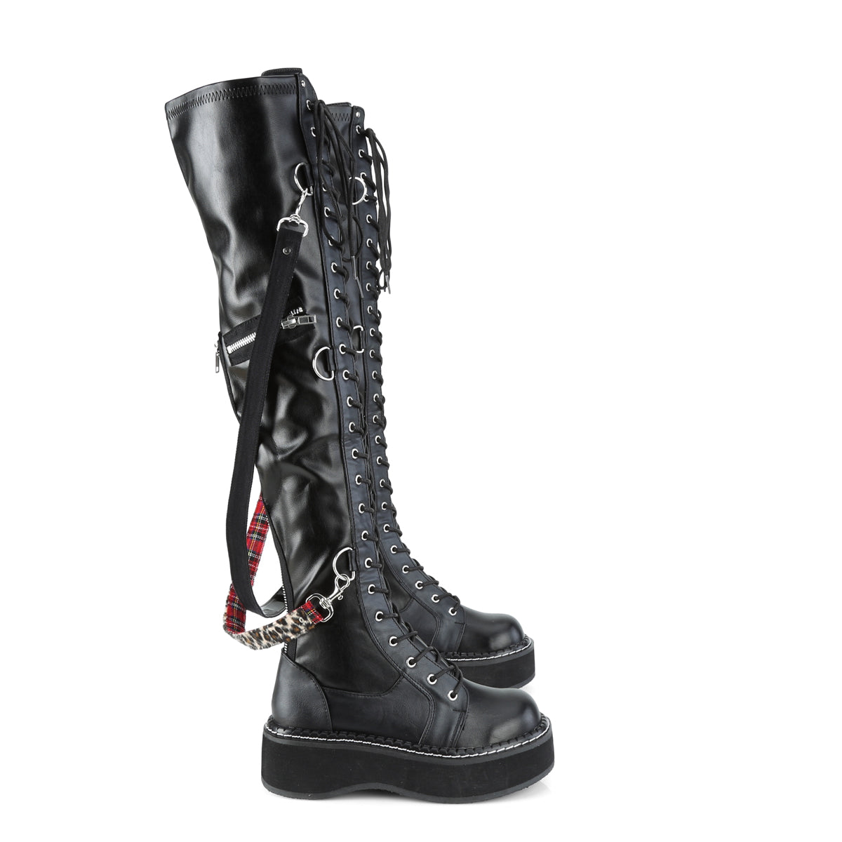 DemoniaCult Stivali da donna EMILY-377 BLK STR VEGAN PELLE