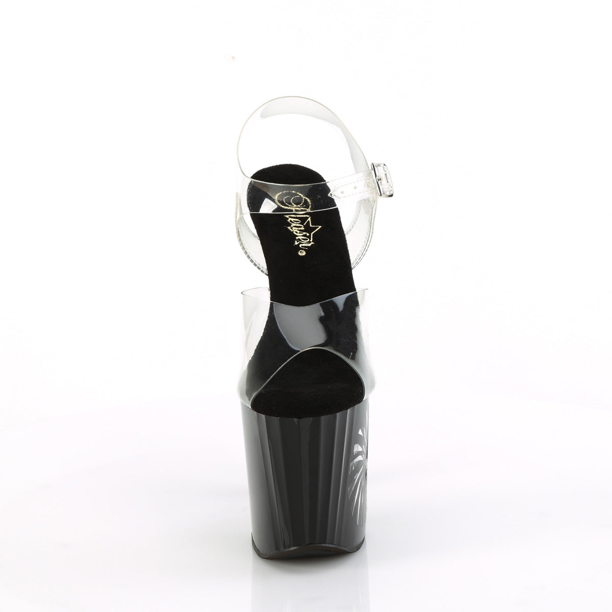 Pleaser ENCHANT-708LT-PINWHE Clr/Blk-Slv Glitter