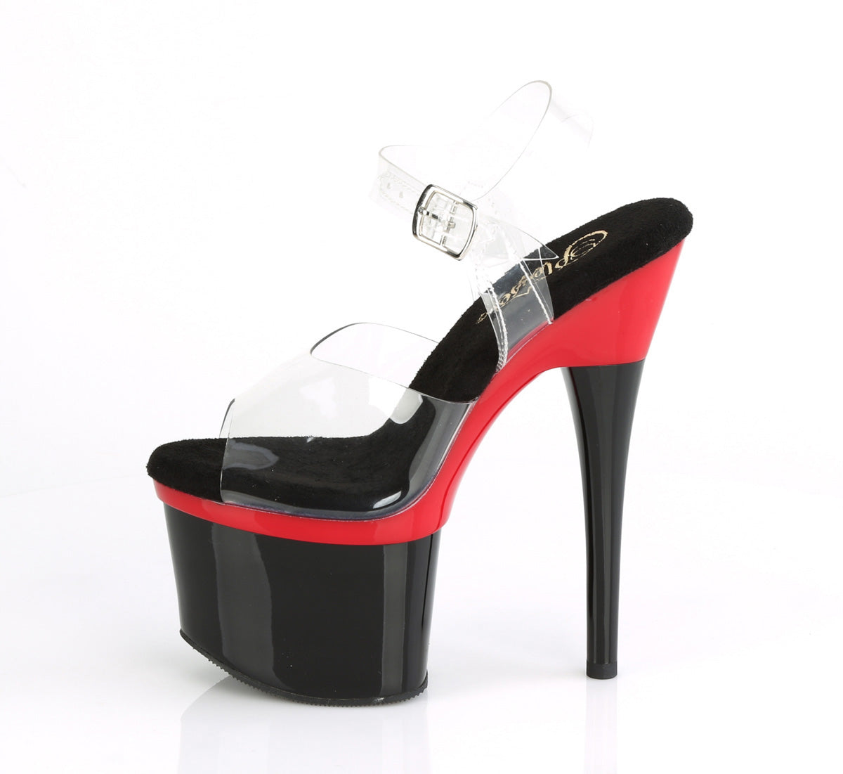 Pleaser Womens Sandals ESTEEM-708 Clr/Red-Blk