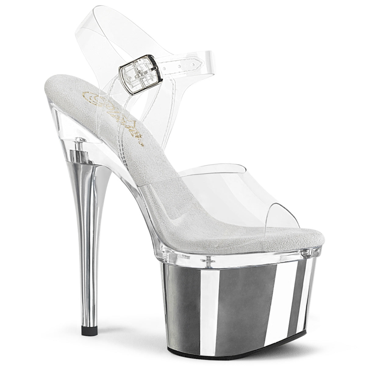 Pleaser Sandali ESTEEM-708 CLR/CLR-SLV Chrome