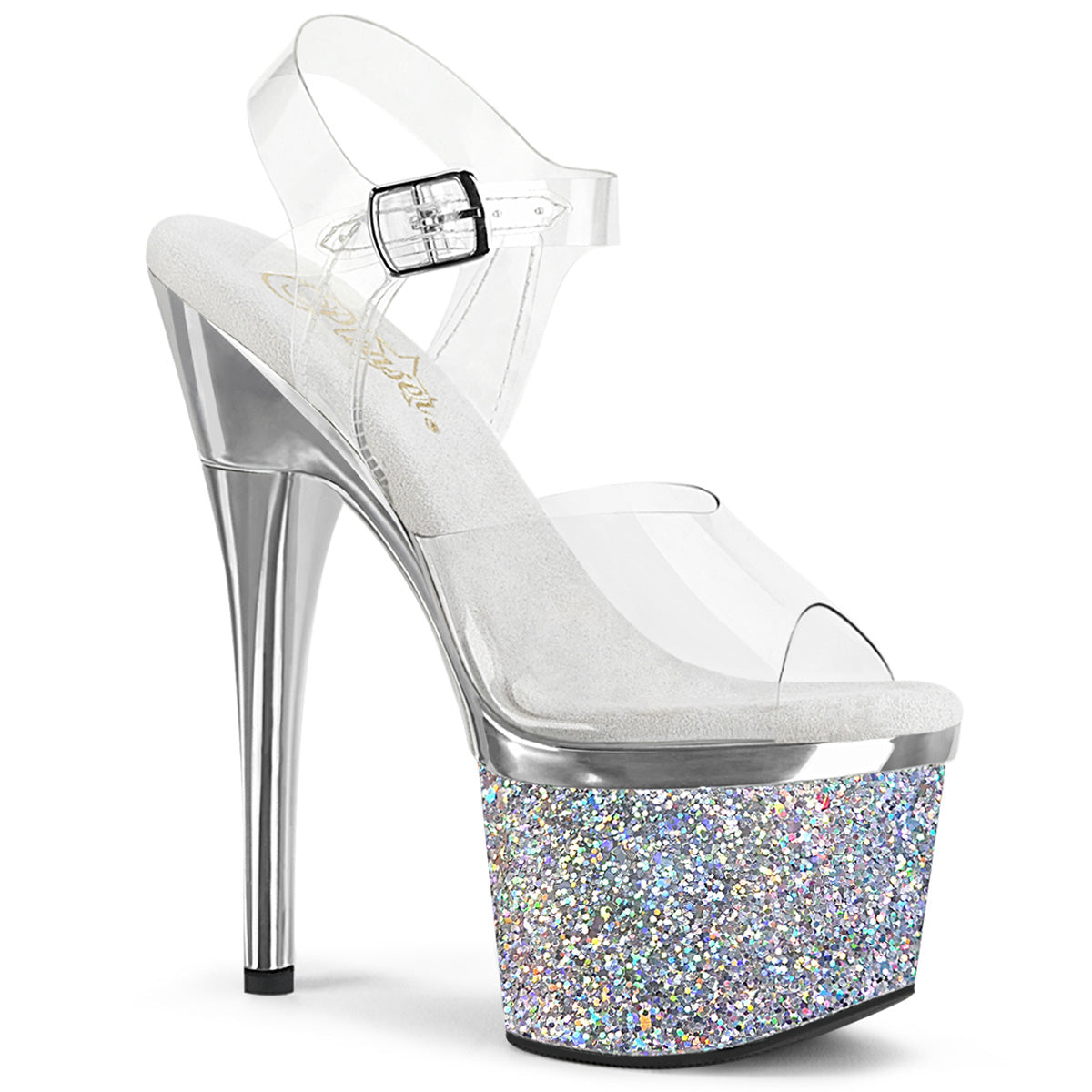 Pleaser Sandali da donna ESTEEM-708Chlg CLR / SLV cromato-multi glitter