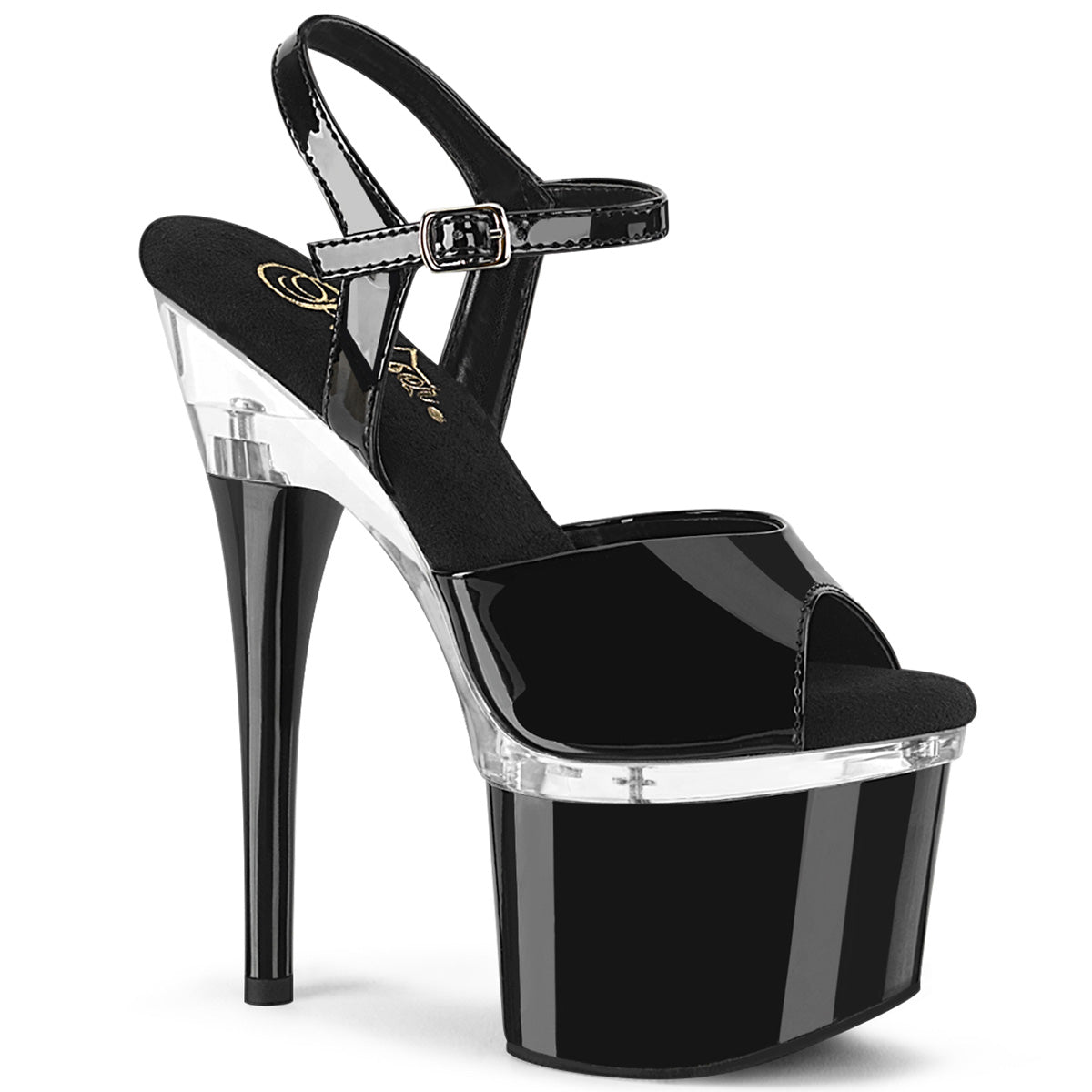 Pleaser Sandali da donna ESTEEM-709 BLK PAT / CLR-BLK
