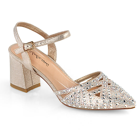 Fabulicious Pompe da donna FAYE-06 tessuto scintillante Champagne