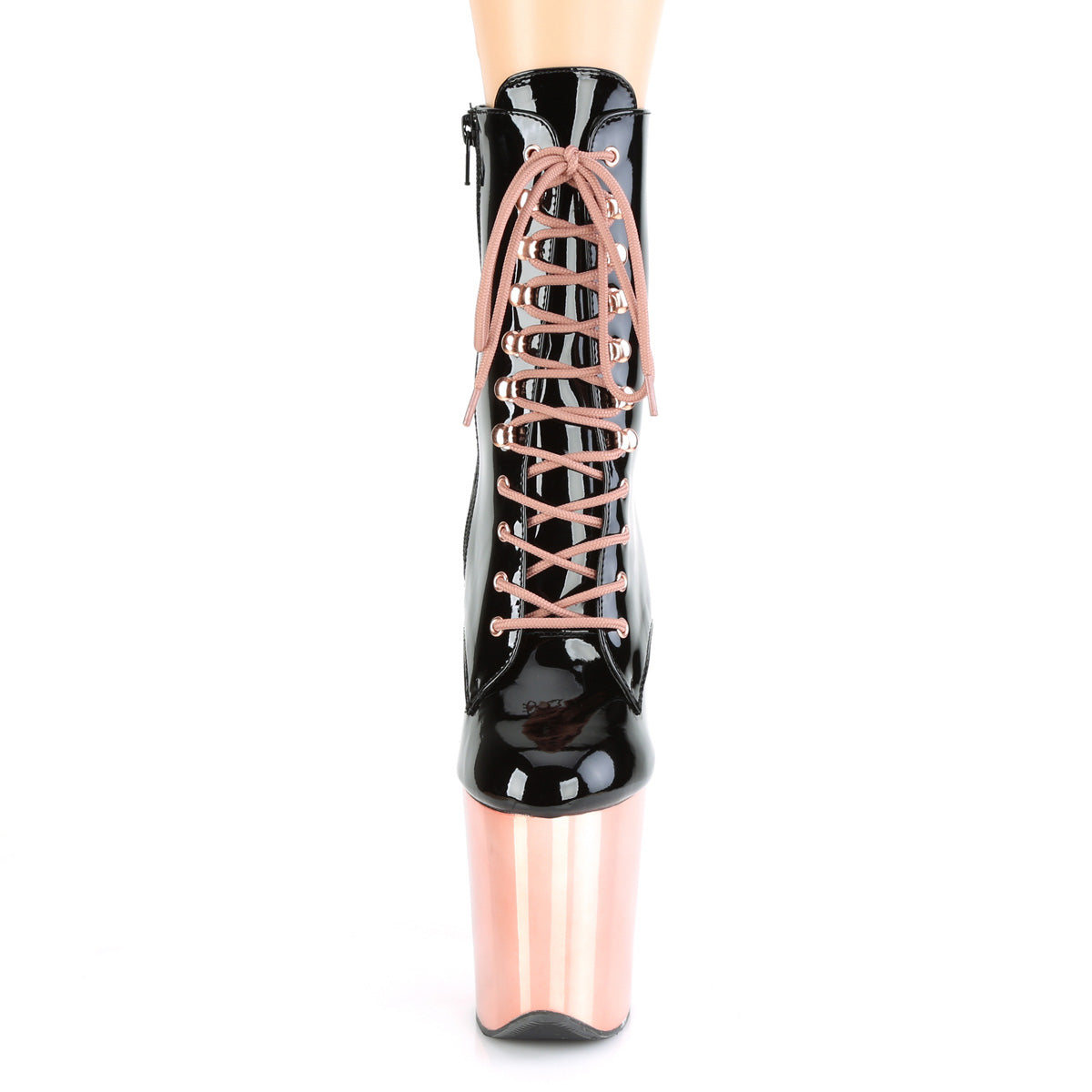 Pleaser Stivaletti da donna FLAMINGO-1020 BLK PAT / Rose Gold Chrome