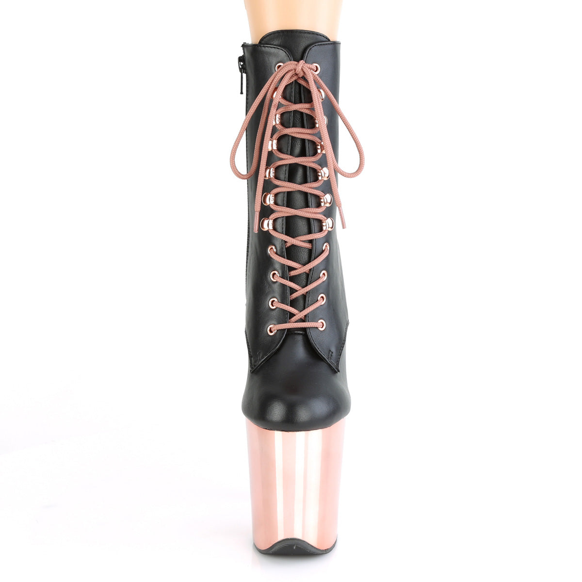 Pleaser Stivaletti da donna FLAMINGO-1020 BLK in ecopelle / oro rosa cromo