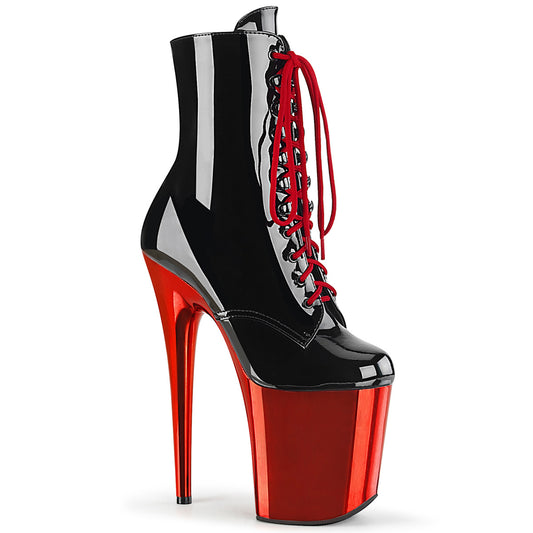 Pleaser Stivaletti da donna FLAMINGO-1020 BLK PAT / RED Chrome
