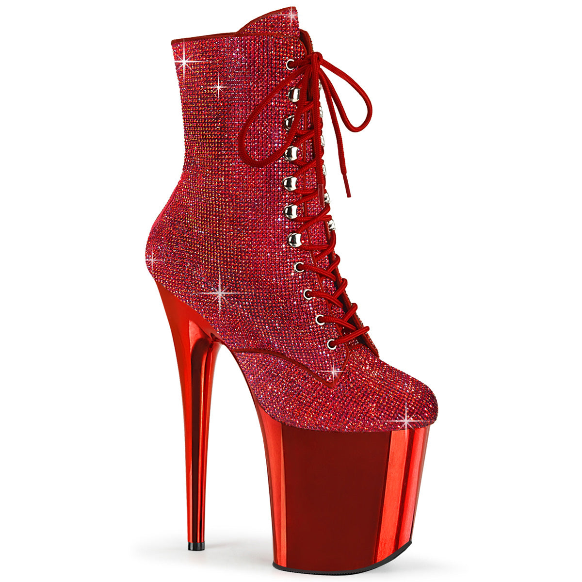 Pleaser Stivaletti FLAMINGO-1020Chrs Rs / Red Chrome