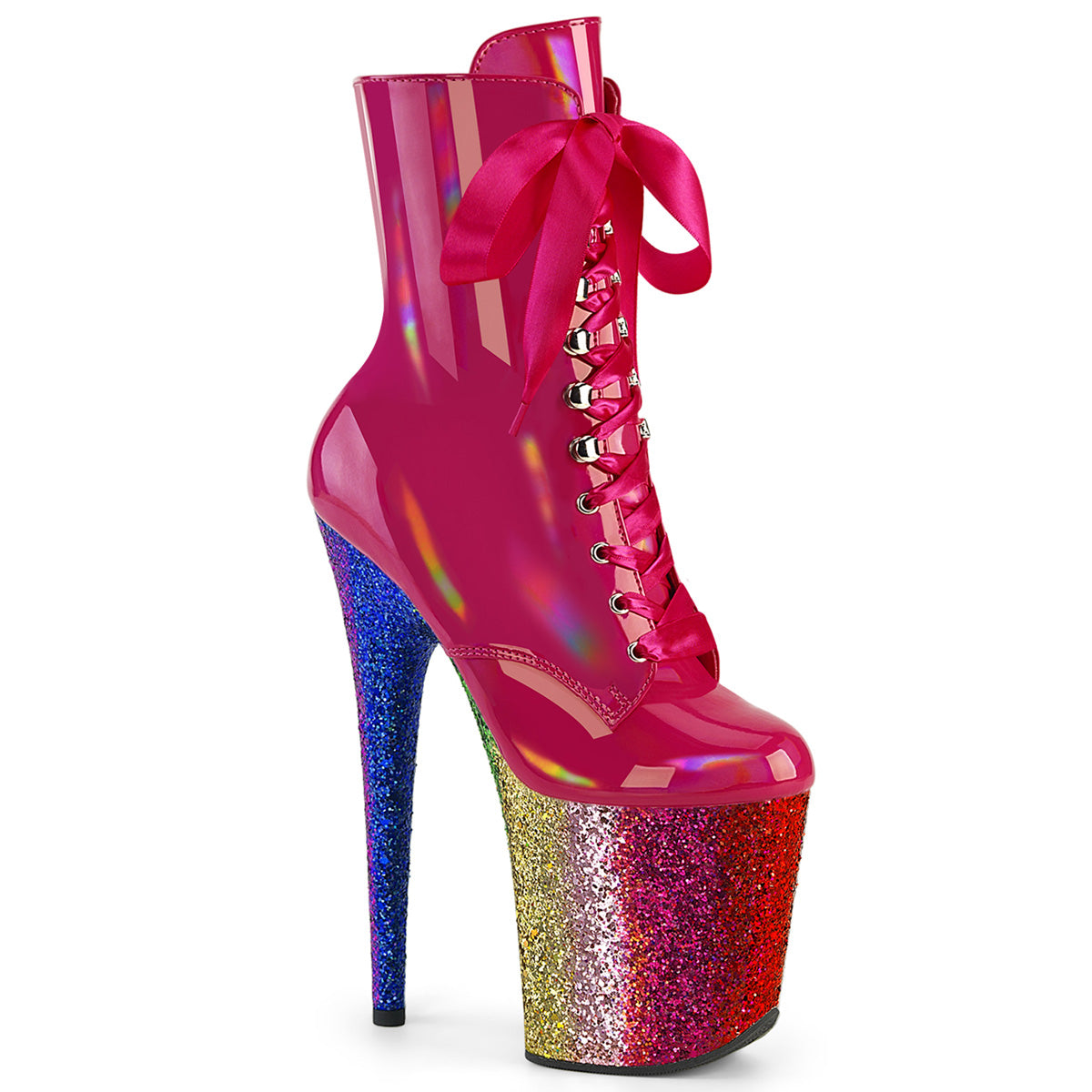 Pleaser FLAMINGO-1020hg H. Pink Holo Pat/Rainbow Scintillio