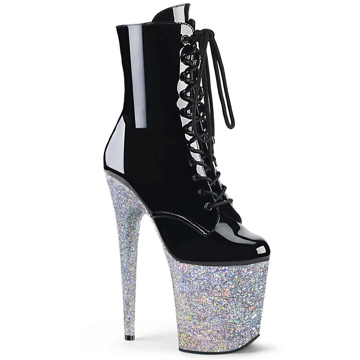 Pleaser Stivaletti da donna FLAMINGO-1020Lg BLK / SLVI multi glitter
