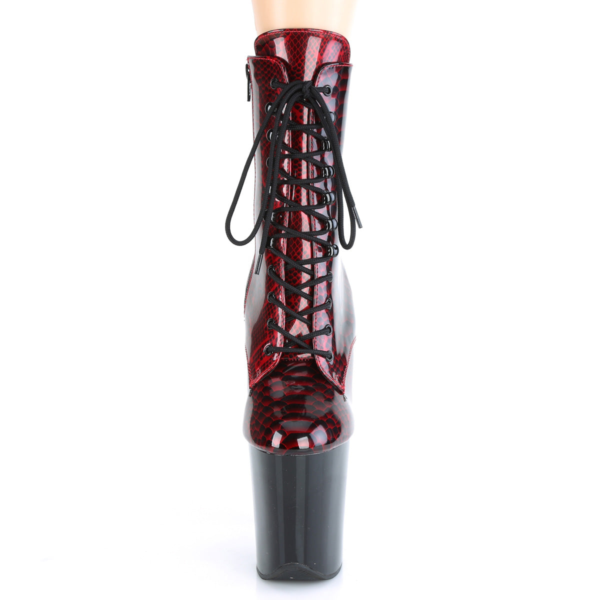 Pleaser Stivaletti da donna FLAMINGO-1020SP Stampa rossa Snake Pat / Blk