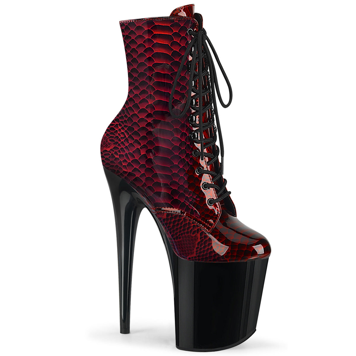 Pleaser Stivaletti da donna FLAMINGO-1020SP Stampa rossa Snake Pat / Blk