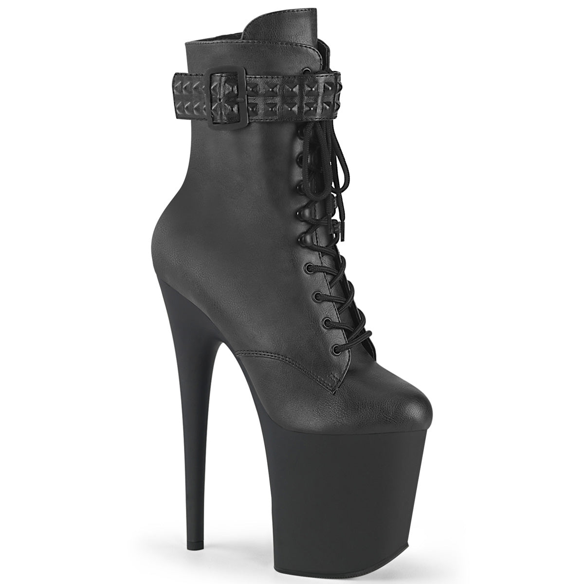 Pleaser Ankle Boots FLAMINGO-1020STR Blk Faux Leather/Blk Matte