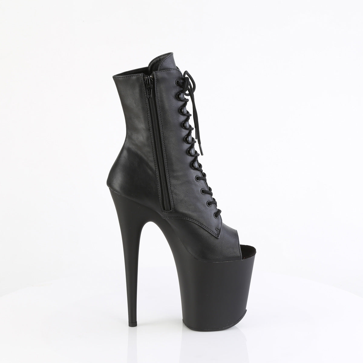 Pleaser Women's Platform Shoes FLAMINGO-1021 Blk Faux Leather/Blk Matte