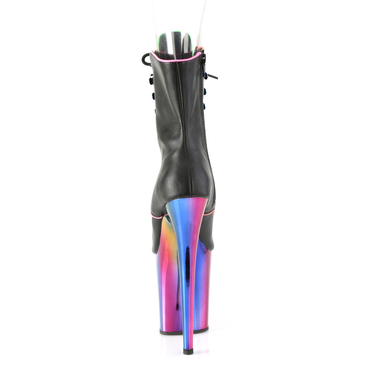 Pleaser Ankle Boots FLAMINGO-1021RC-02 Blk Pat/Rainbow Chrome