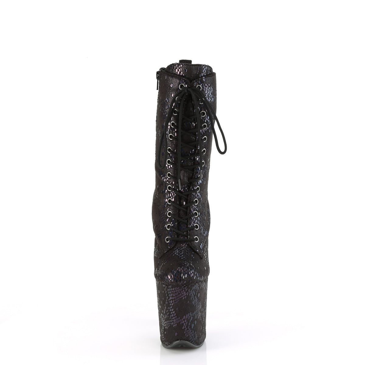 Pleaser FLAMINGO-1040spf olio blk slick tessuto di stampa serpente metallica/m