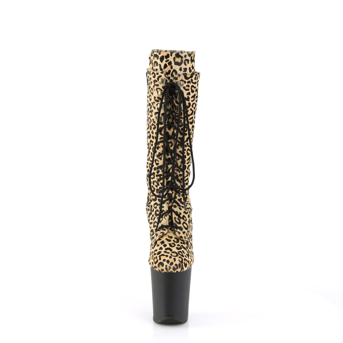 Pleaser Stivaletti FLAMINGO-1050 LP Leopard Stampa Pony Capelli / Black Matte