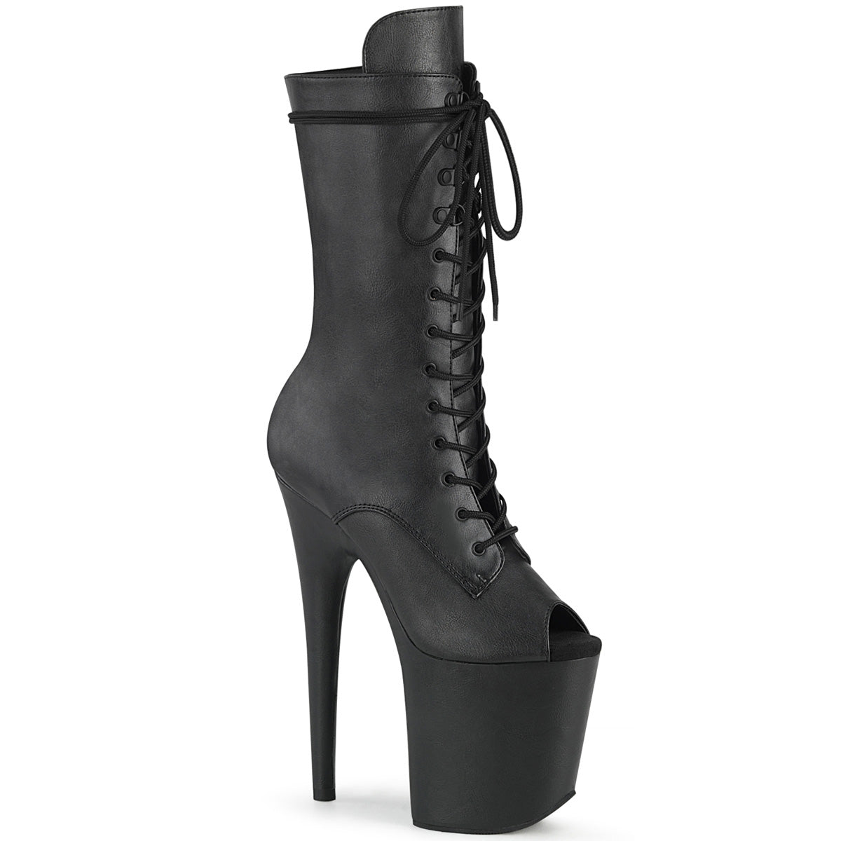 Pleaser Stivaletti da donna FLAMINGO-1051LW BLK in pelle / pelle nera